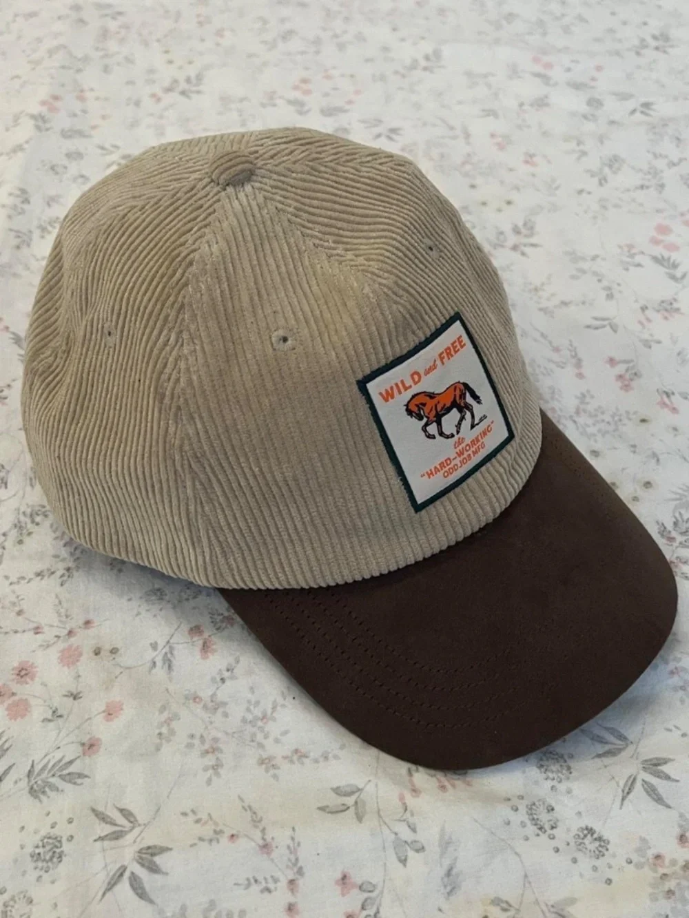 Oddjob XL Corduroy Suede Hat Baseball Cap Leather Adjustable Horse Patch XL